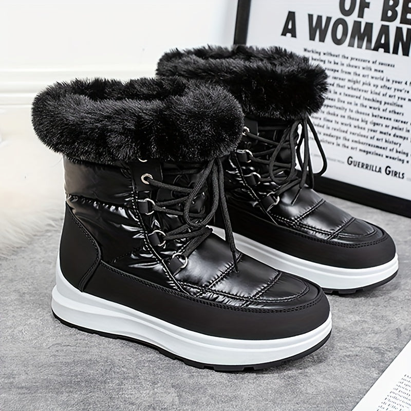 Women's Waterproof High Top Snow Boots Fleece Winter Warm Shoes