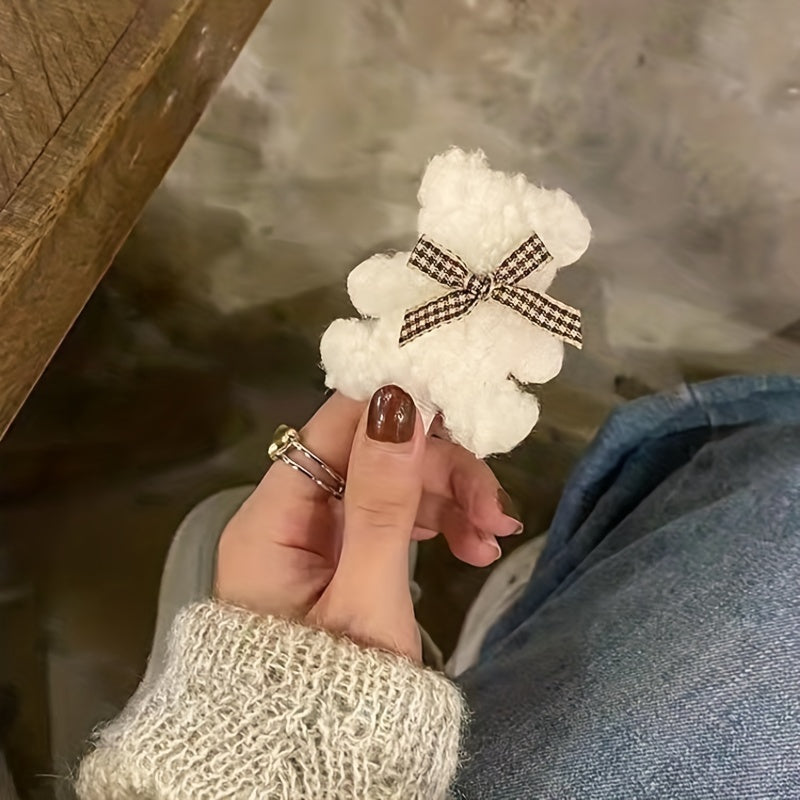 Plush Bear Decor Duck Billed Hair Clip for Baby Girls