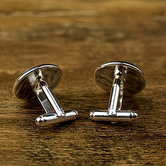 Zinc Alloy Silver Grey Hockey Cufflinks