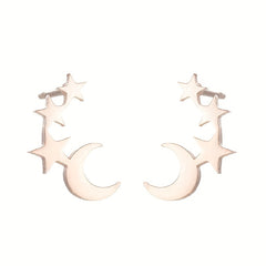 Men's Stainless Steel Stars & Moon Pattern Earrings
