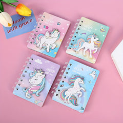 3D Unicorn Binder Notebook Spiral Journal for Girls Mini Notepad