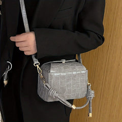 Crocodile Embossed Box Handbag Crossbody Bag