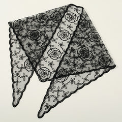 Embroidered Lace Triangle Scarf Vintage Headscarf