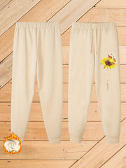  Casual Pants Women's Plus Letter & Floral Print Harem Trousers
