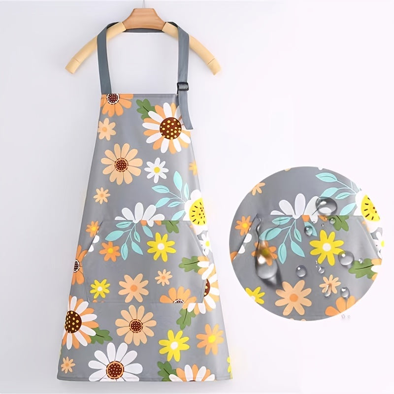 Waterproof Floral Print Apron for Gardening & Cooking