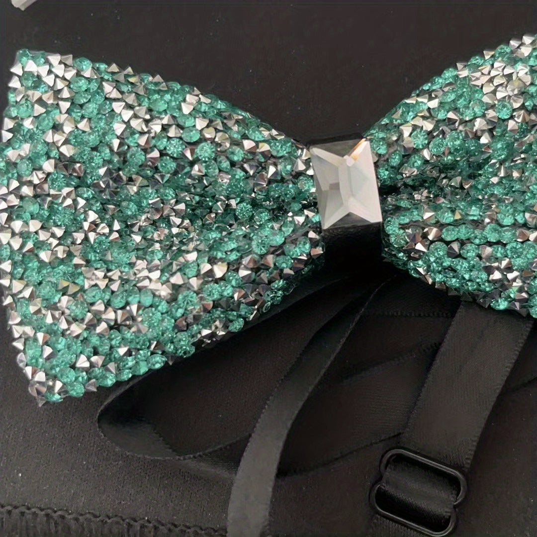 Men's Glitter Faux Diamond Bow Tie for Nightclub Banquet