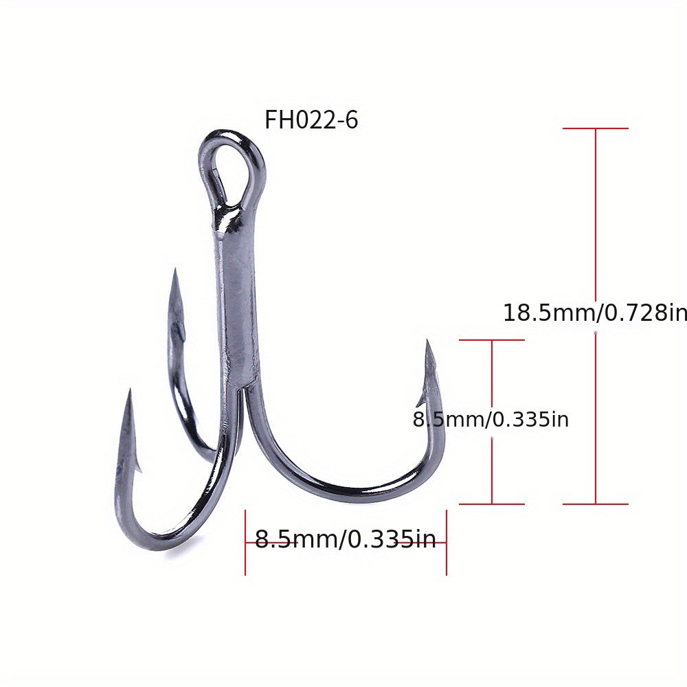 20pcs High Carbon Steel Treble Fishing Hooks Sizes 2-14 Saltwater & Freshwater