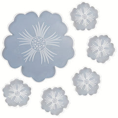Flower Shape Tea Tray Coaster Mold Set DIY Hand Crystal Drop Glue Flower Mold