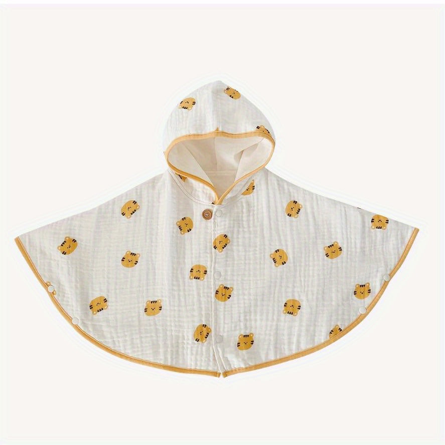 Cotton Gauze Printed Cloak Windproof Shawl for Baby 1-3 Years Spring Autumn