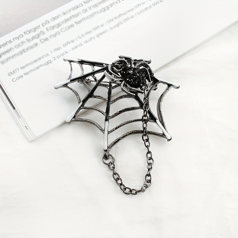 Spider Web Chain Brooch Pin