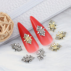 10pcs Golden Metal 3D Nail Art Decoration Geometric Nail Rhinestone Gems