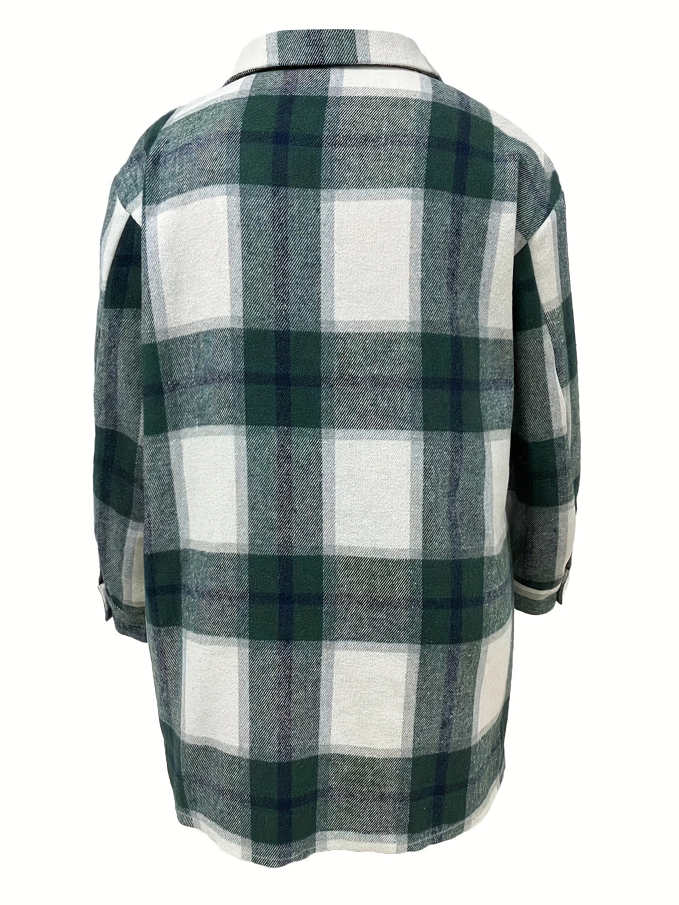  Plaid Print Long Sleeve Tunic Shirt Top