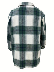  Plaid Print Long Sleeve Tunic Shirt Top