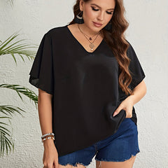  V Neck Flutter Sleeve Top