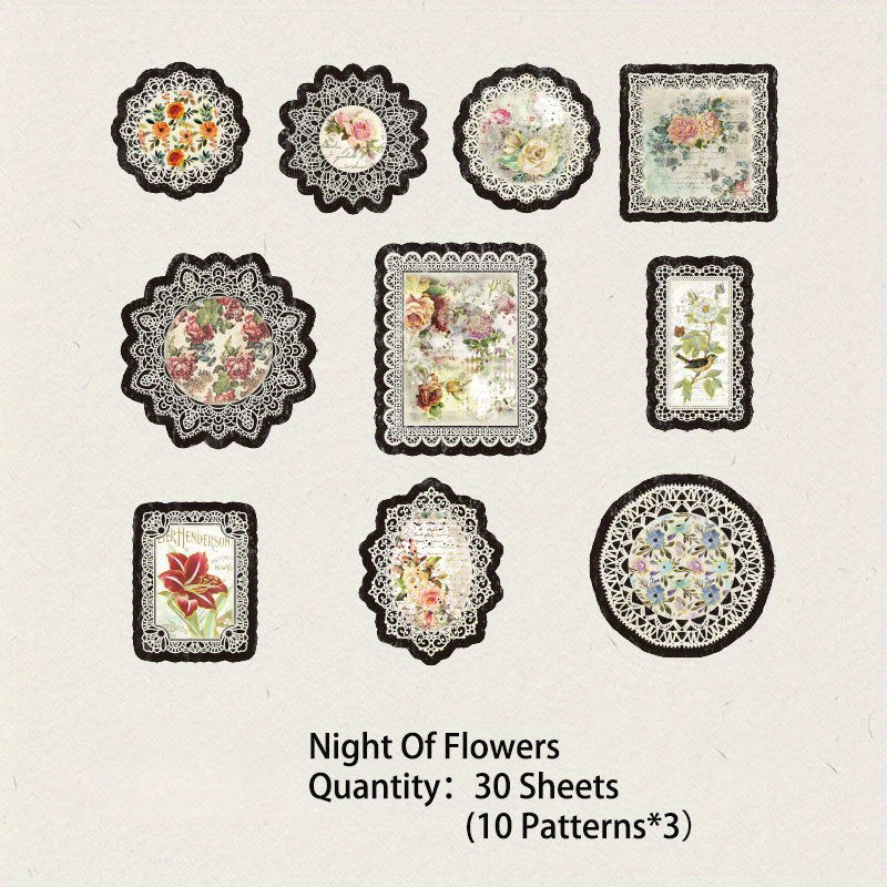 30 Sheets Vintage Lace Scrapbook Paper Non Sticky Material Scrapbooking Supplies