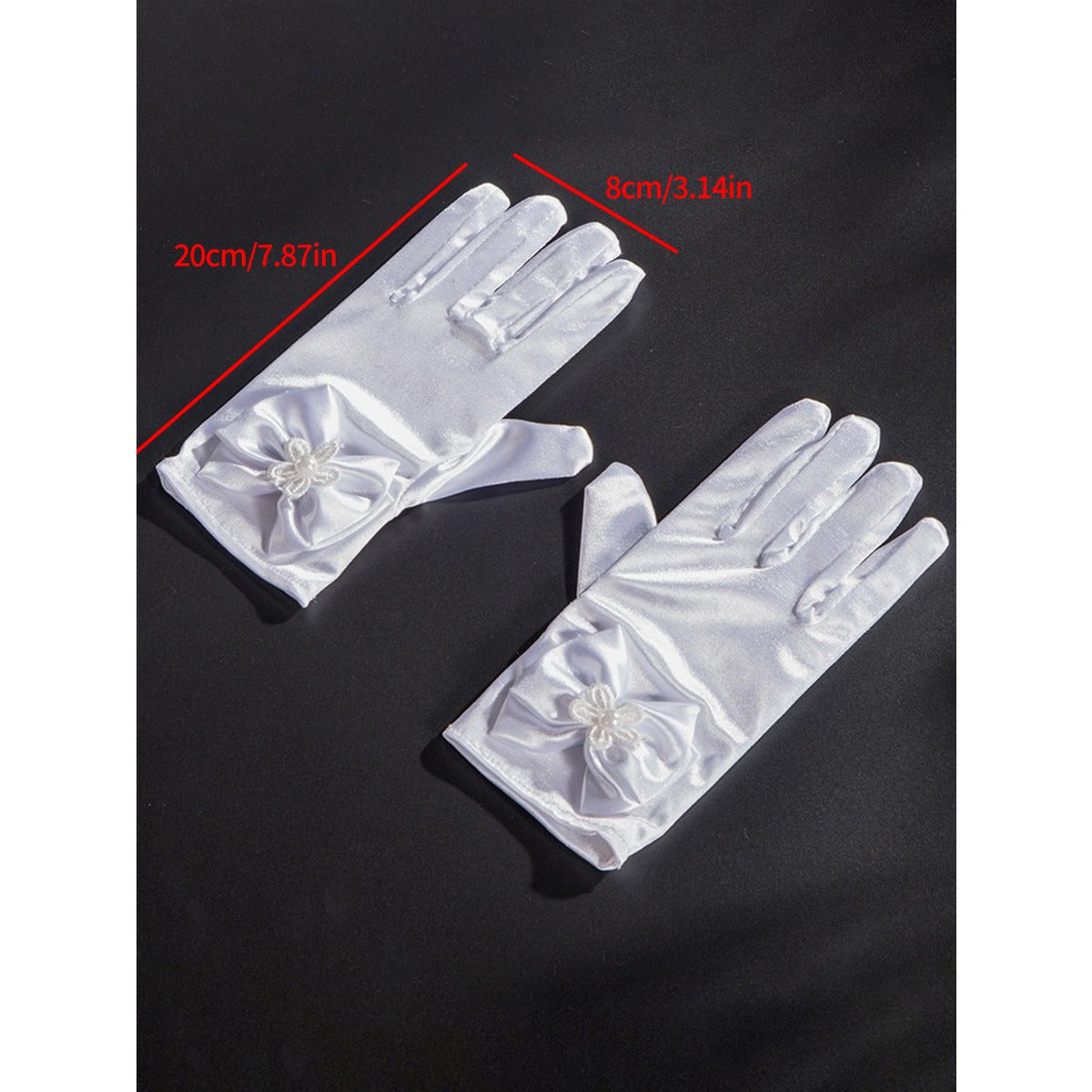 Black Satin Bow Dress Gloves Short Gloves