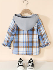 Boy's Plaid Hooded Button Up Shirt