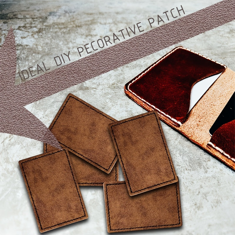5Pcs Laserable Leather Patches w/ Adhesive & Antique Strip
