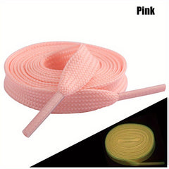 Fluorescent Shoelace Midnight Light Flat Wide Double Layer Sports Canvas Shoes