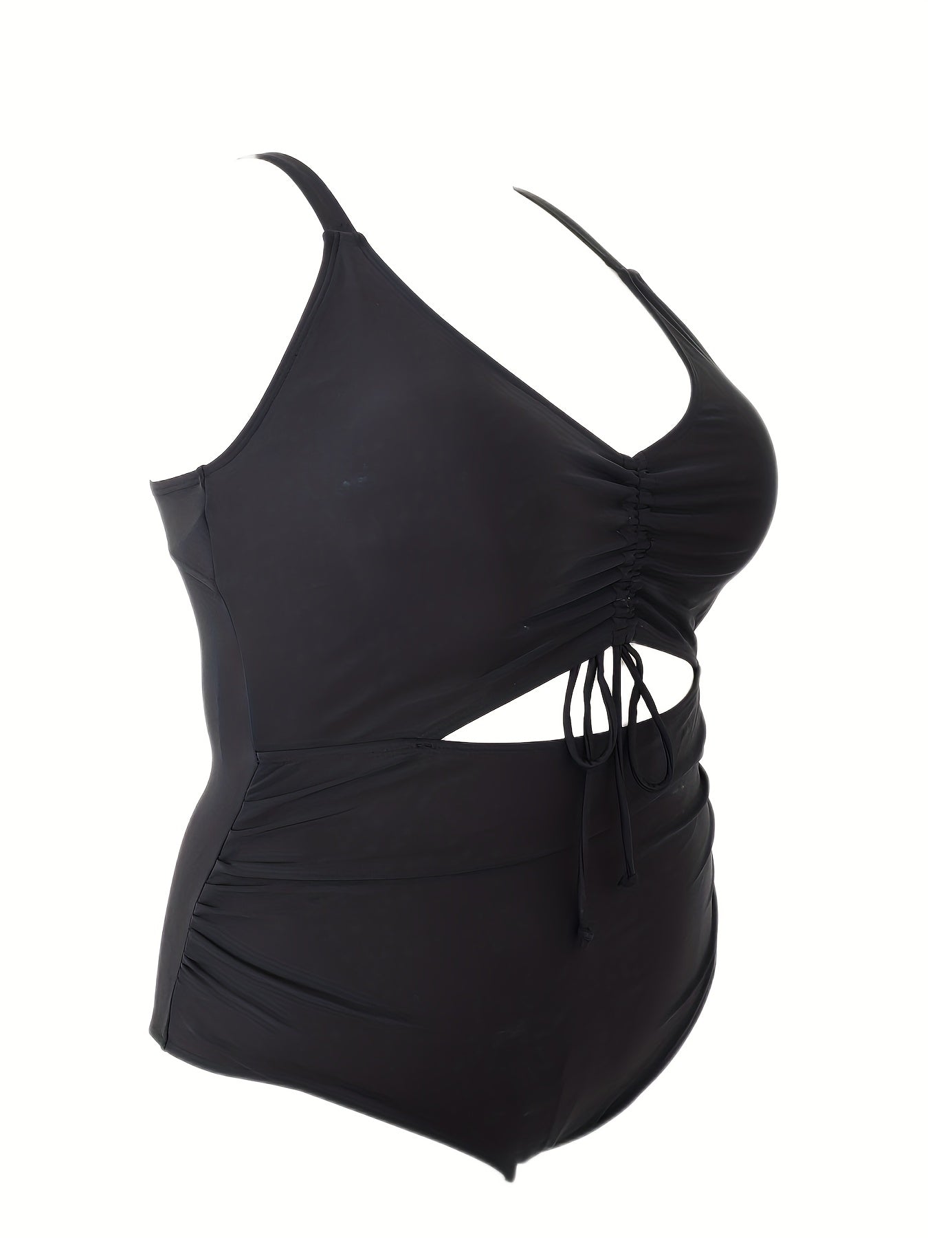  Lace Ruched Cut Out One Piece Swimsuit