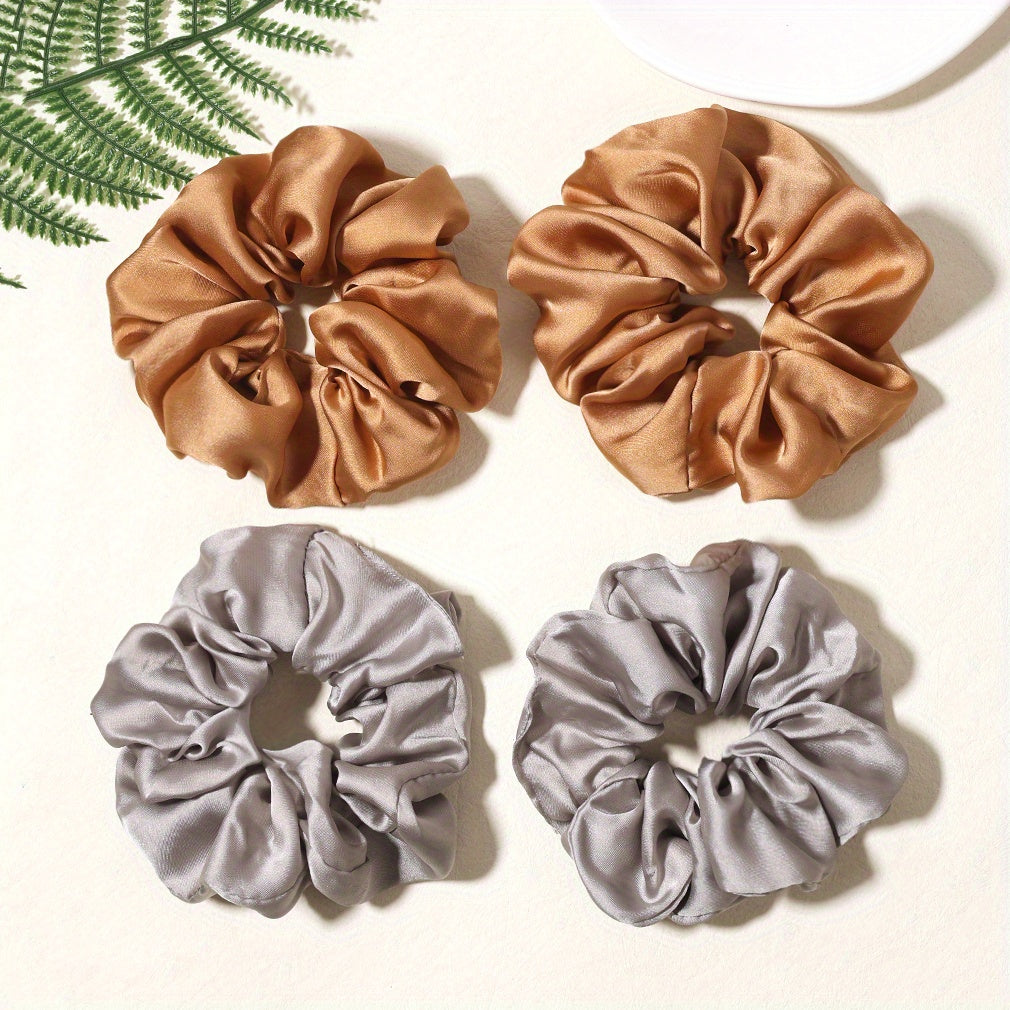 4pcs Satin Scrunchies Hair Tie Soft Hair Rope Bracelet