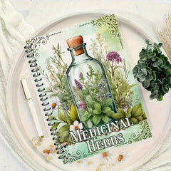 Vintage Apothecary Herbal Notebook Spiral Bound Green Cover