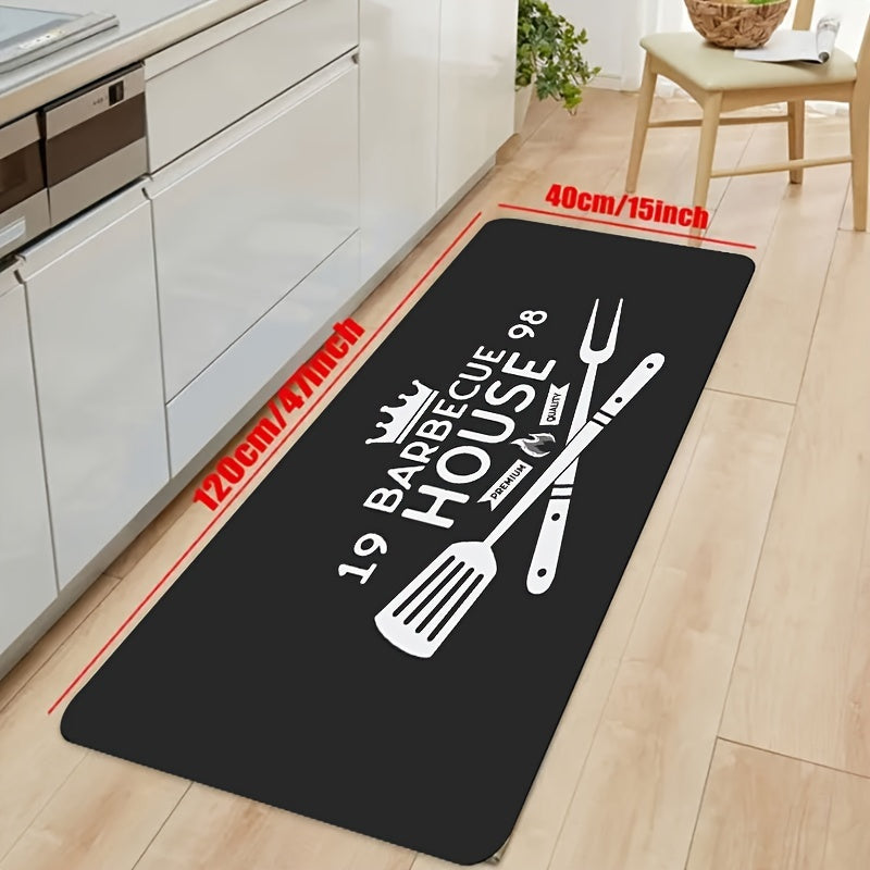 Minimalist BBQ House Rug Letter Pattern Washable Carpet for Home Decor