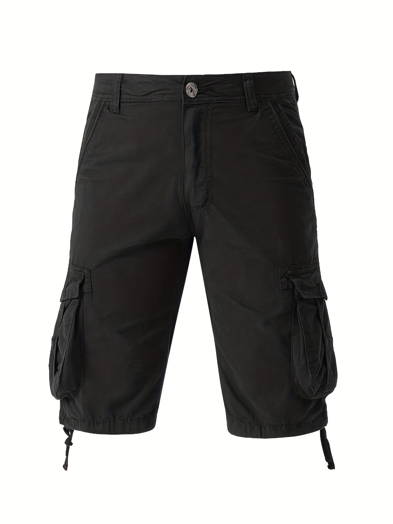 Solid Cotton Men's Cargo Short Pants Lightweight Below Knee Work Outdoors
