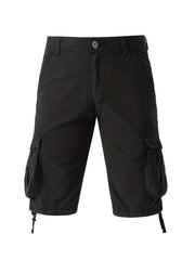 Solid Cotton Men's Cargo Short Pants Lightweight Below Knee Work Outdoors