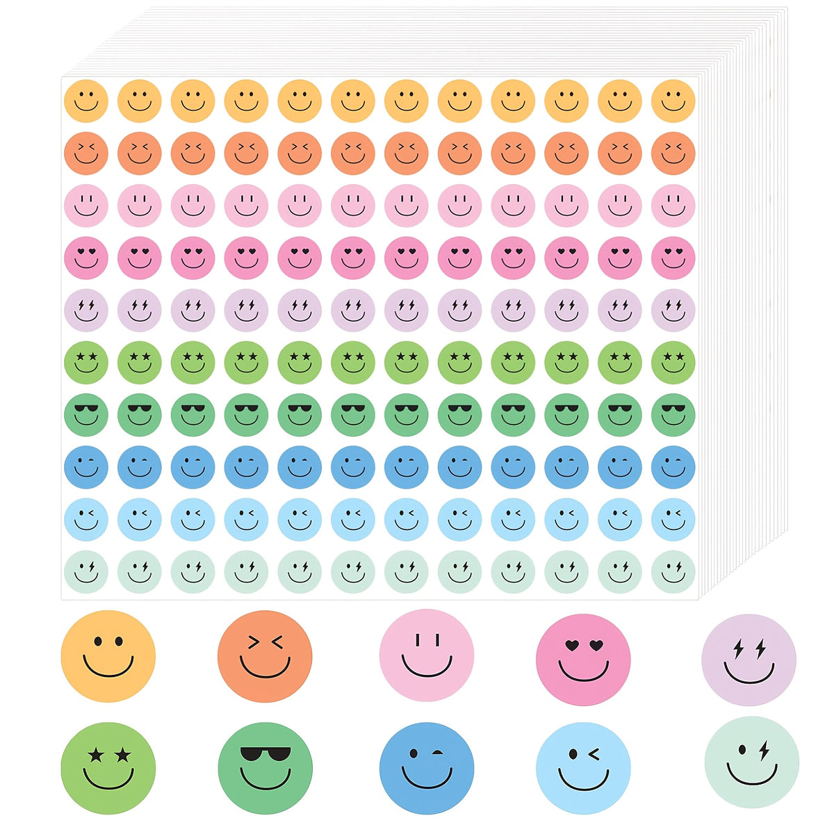 Colorful Happy Face Stickers 3 8 Inch Boho Reward Labels 10 Styles