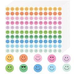 Colorful Happy Face Stickers 3 8 Inch Boho Reward Labels 10 Styles