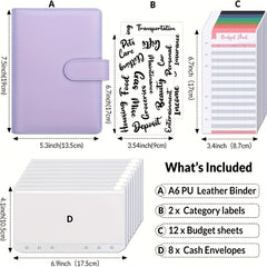 23pcs A6 Leather Notebook with 8 Zipper Pockets Detachable Label Handbook