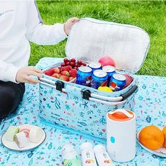 Folding Picnic Basket Oxford Cloth Insulation Basket Multifunctional