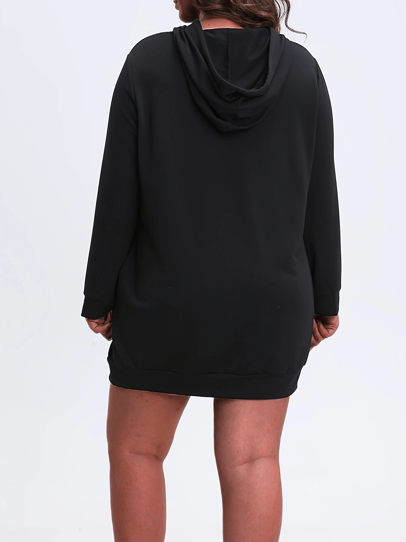  Drawstring Hooded Long Sleeve Sweatshirt Dress