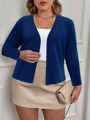  Solid Long Sleeve Open Front Cardigan