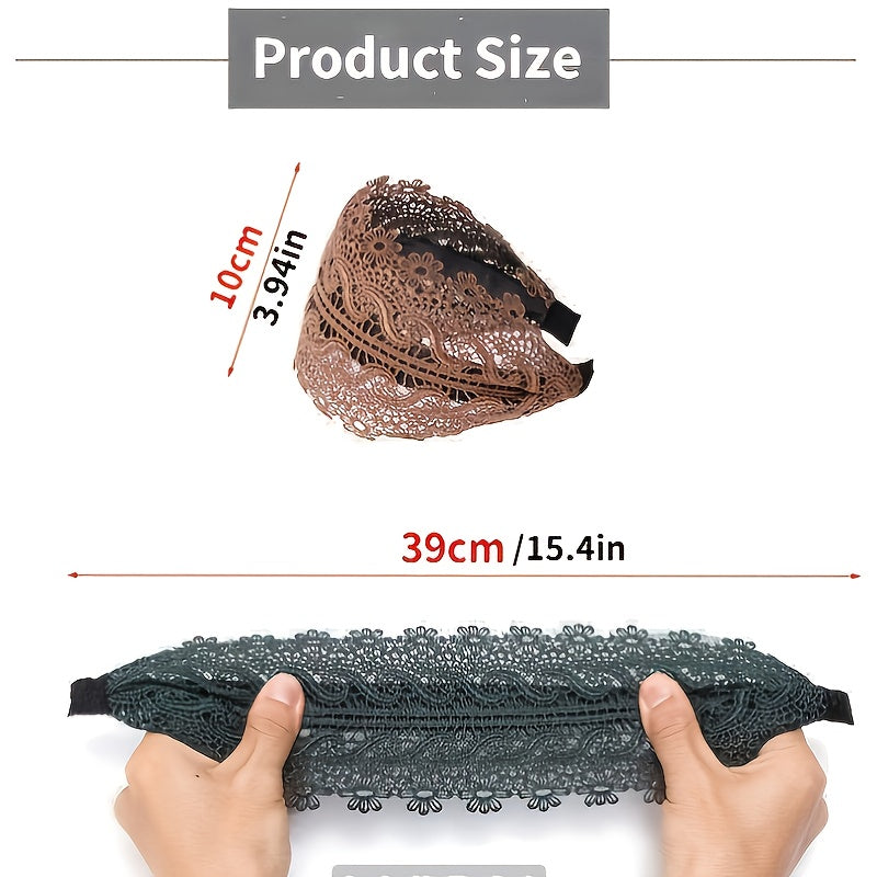Wide Lace Headband Hair Band With Teeth Women's Headband Lace Floral Hair Hoop