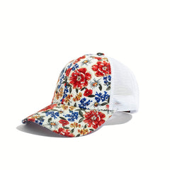 Vintage Flower Trucker Hat Mesh Baseball Cap Dad Hats for Women