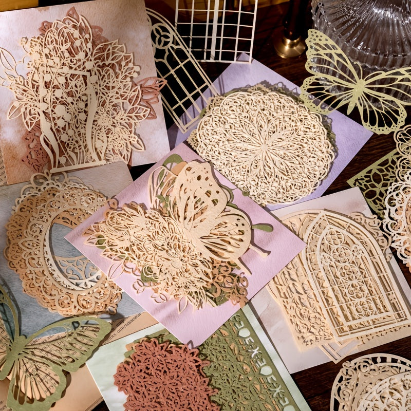 10pcs Special Paper Window Flower Butterfly Hollow Lace Decoration