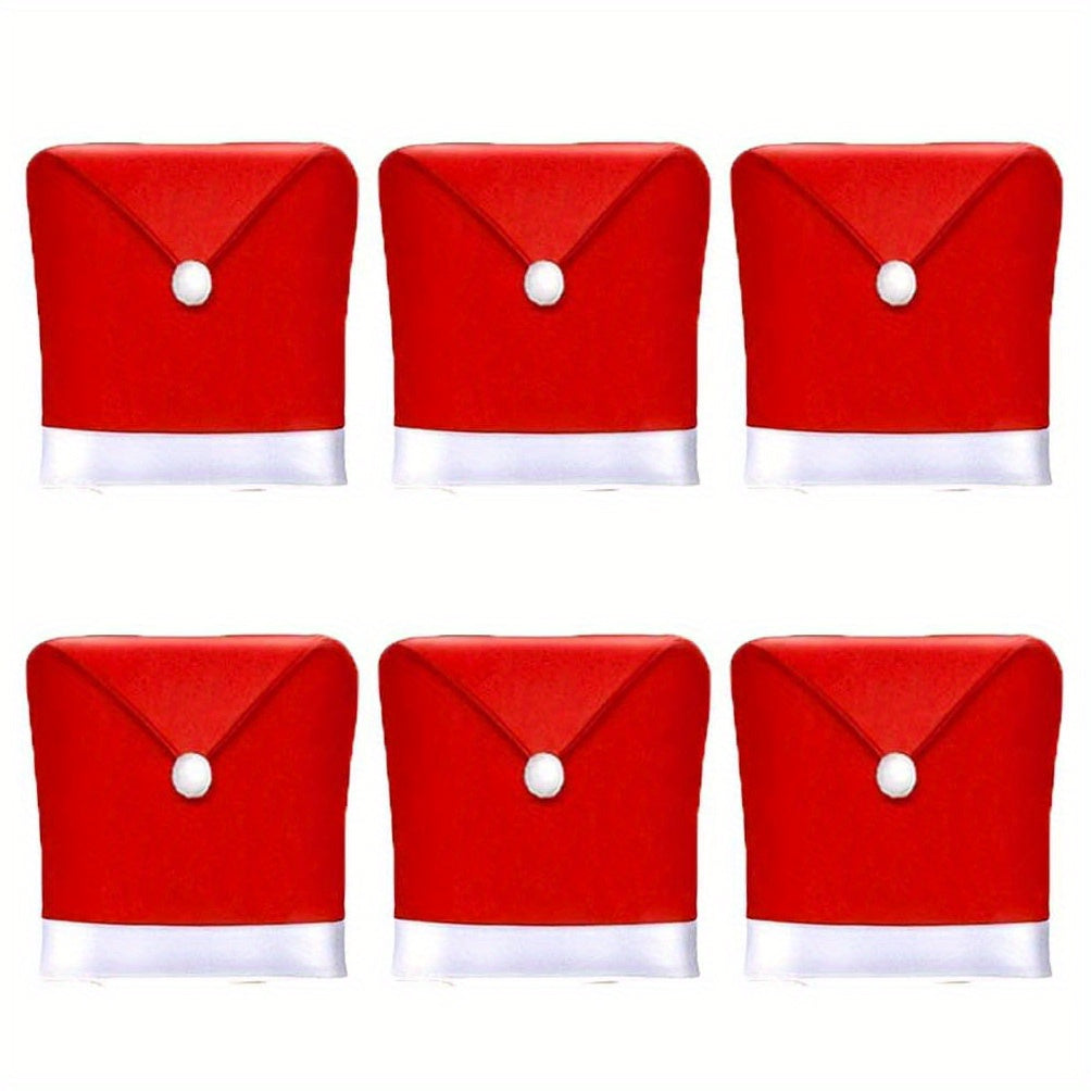 6pcs Red Non-woven Christmas Chair Cover Set