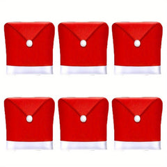 6pcs Red Non-woven Christmas Chair Cover Set