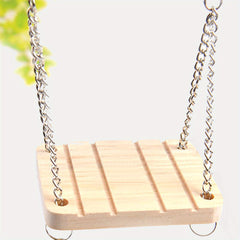 Natural Wood Swing Small Pet Hamster Toy Hanging Chain Swing