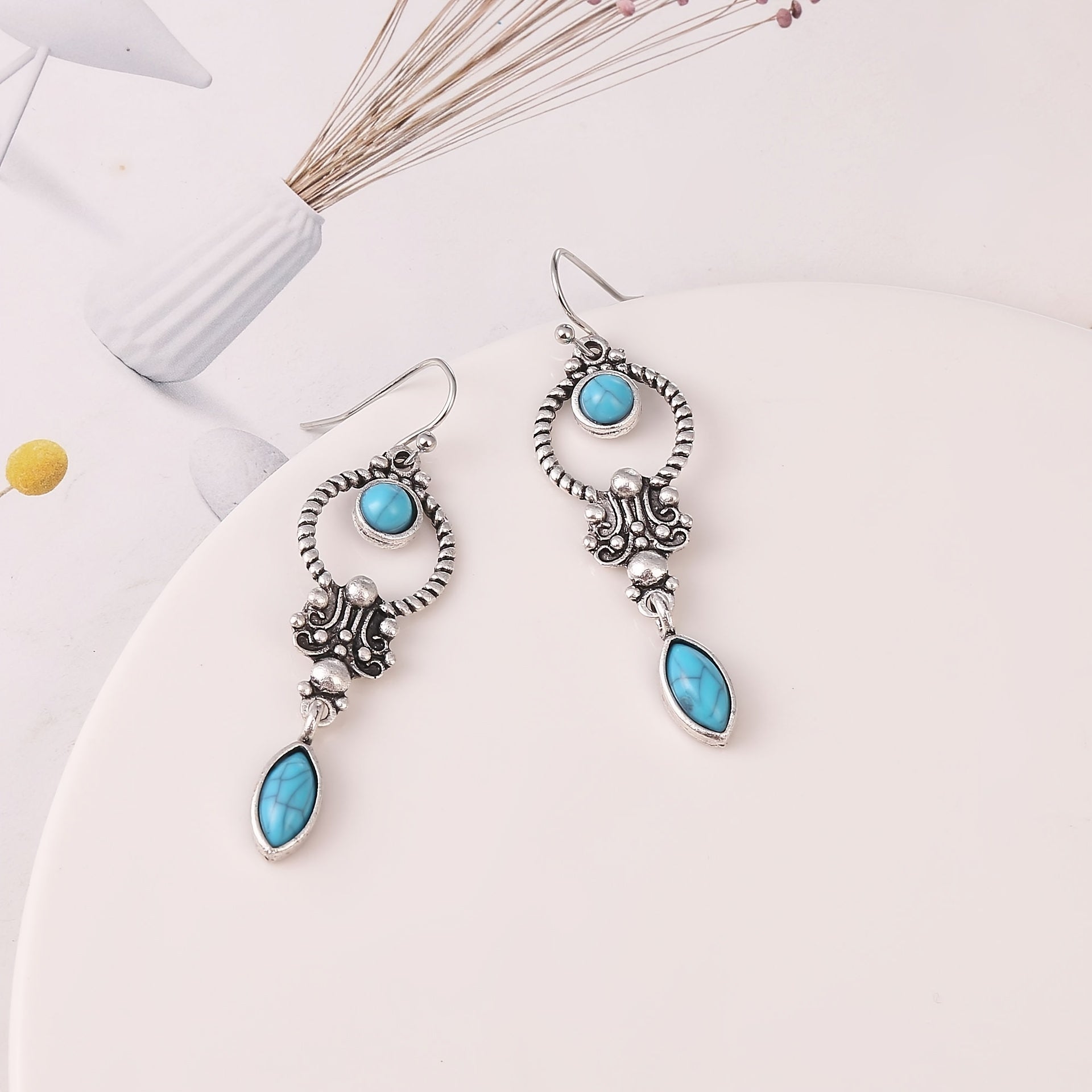 Vintage Turquoise Earrings Women Girls Party Jewelry