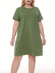  Casual Dress Women's Plus Button Tee Dress