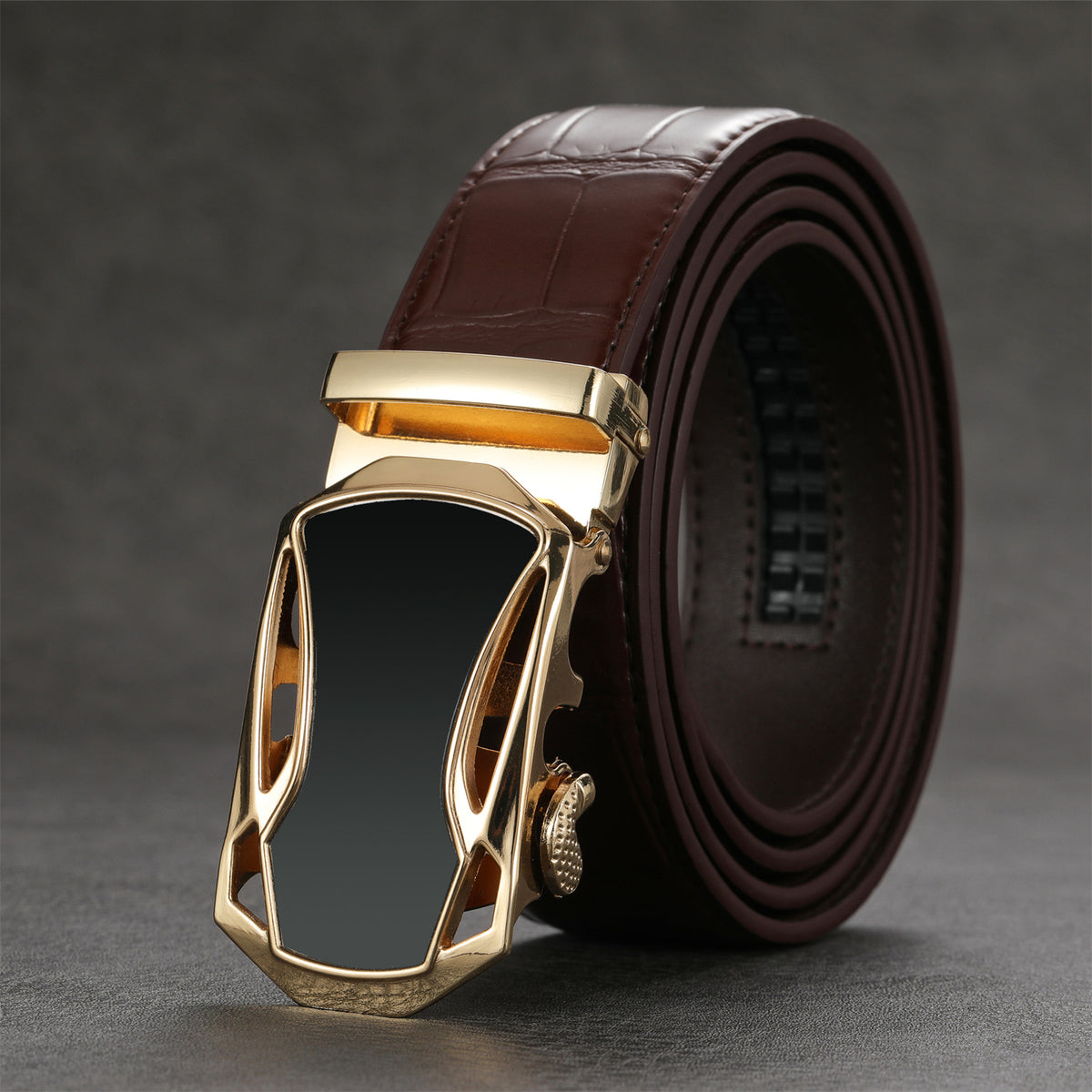 Men's Brown Casual Automatic Buckle Belt