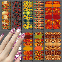 Maple Leaf Nail Art Stickers Full Wrap Nail Polish Strips with Files