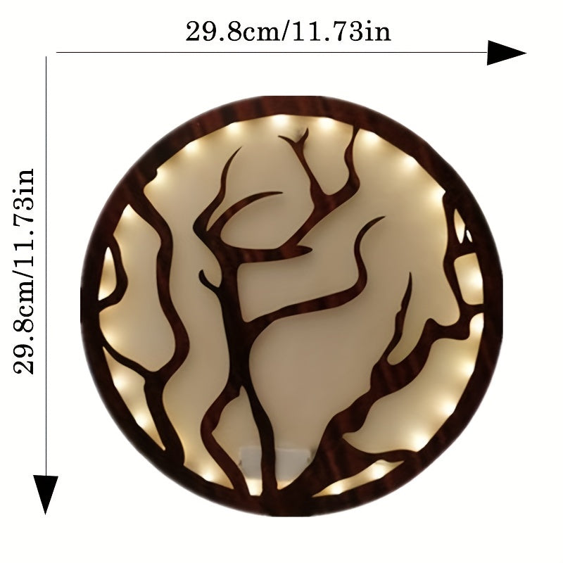 Resin Green Plant Creative Lamp Retro Wooden Sign Hanging Wall Sticker