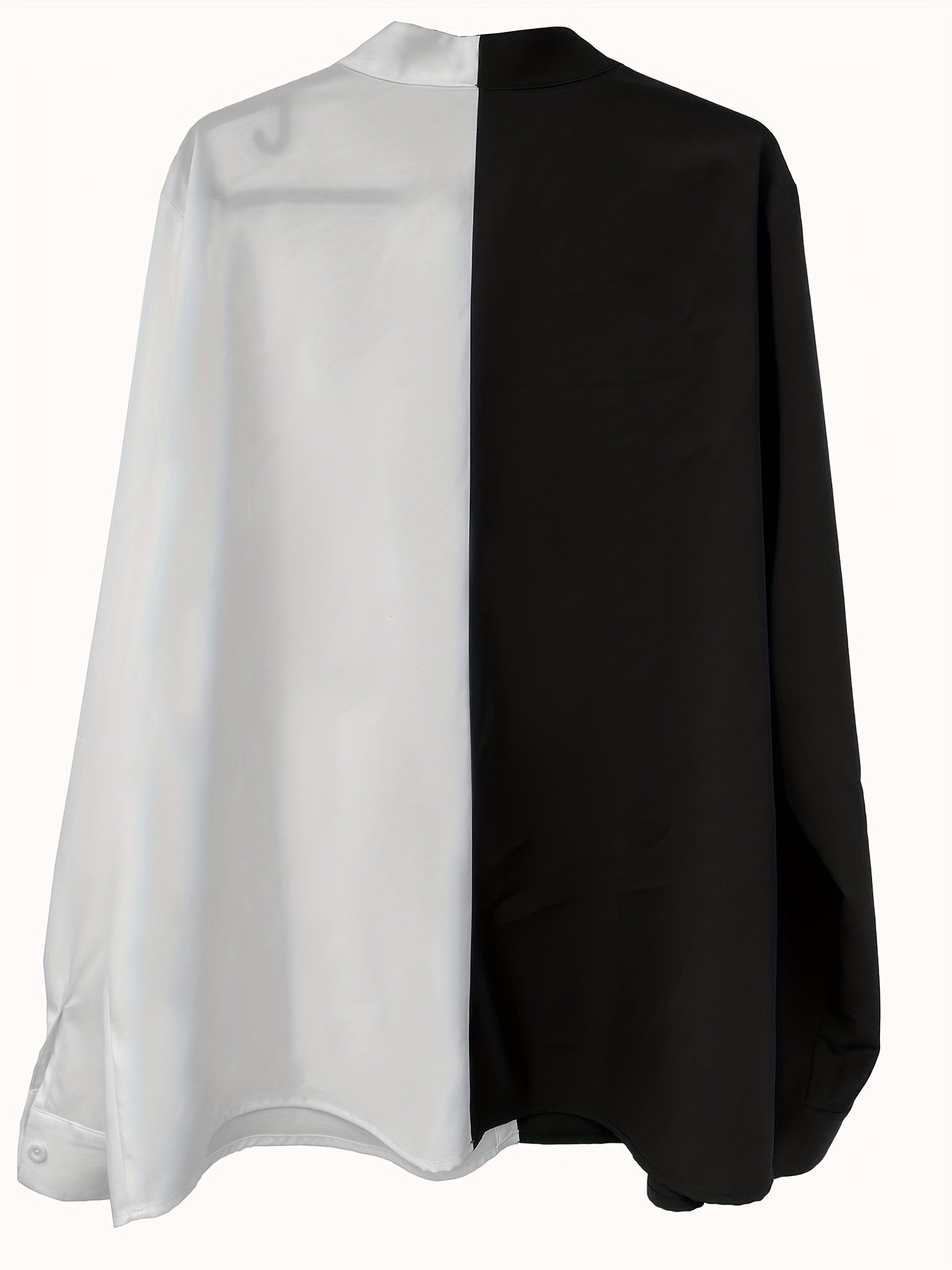  Colorblock Button Up Long Sleeve Top