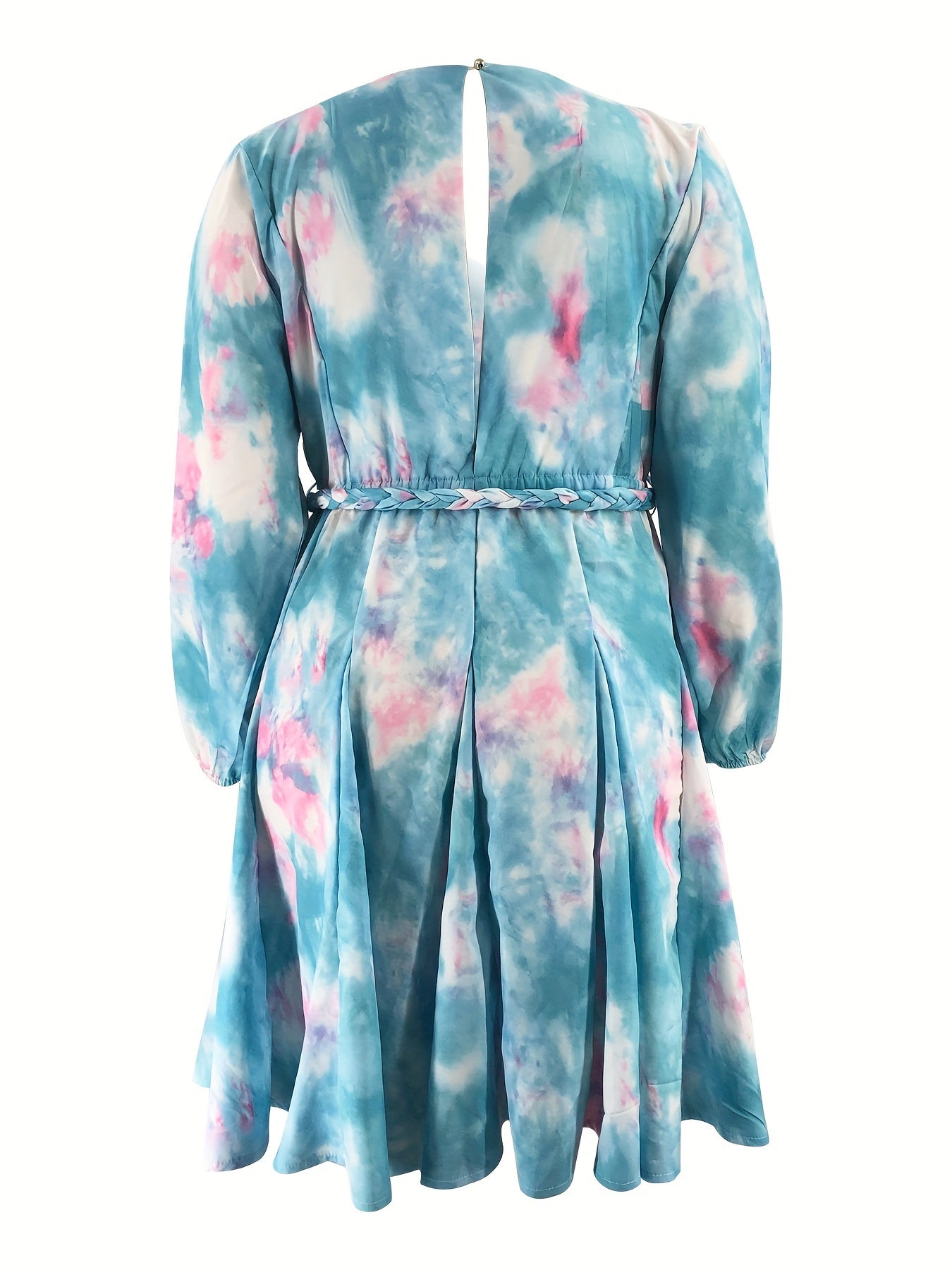 Tie Dye Surplice Neck Mini Dress With Belt