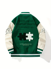 Men's Embroidered Varsity Jacket for Spring/Fall