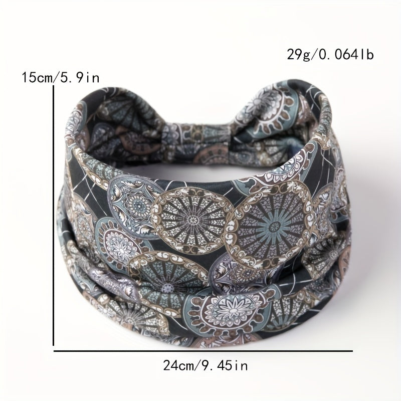 Boho Style Headband Widened Knotted Printed Bundle Hairband Sports